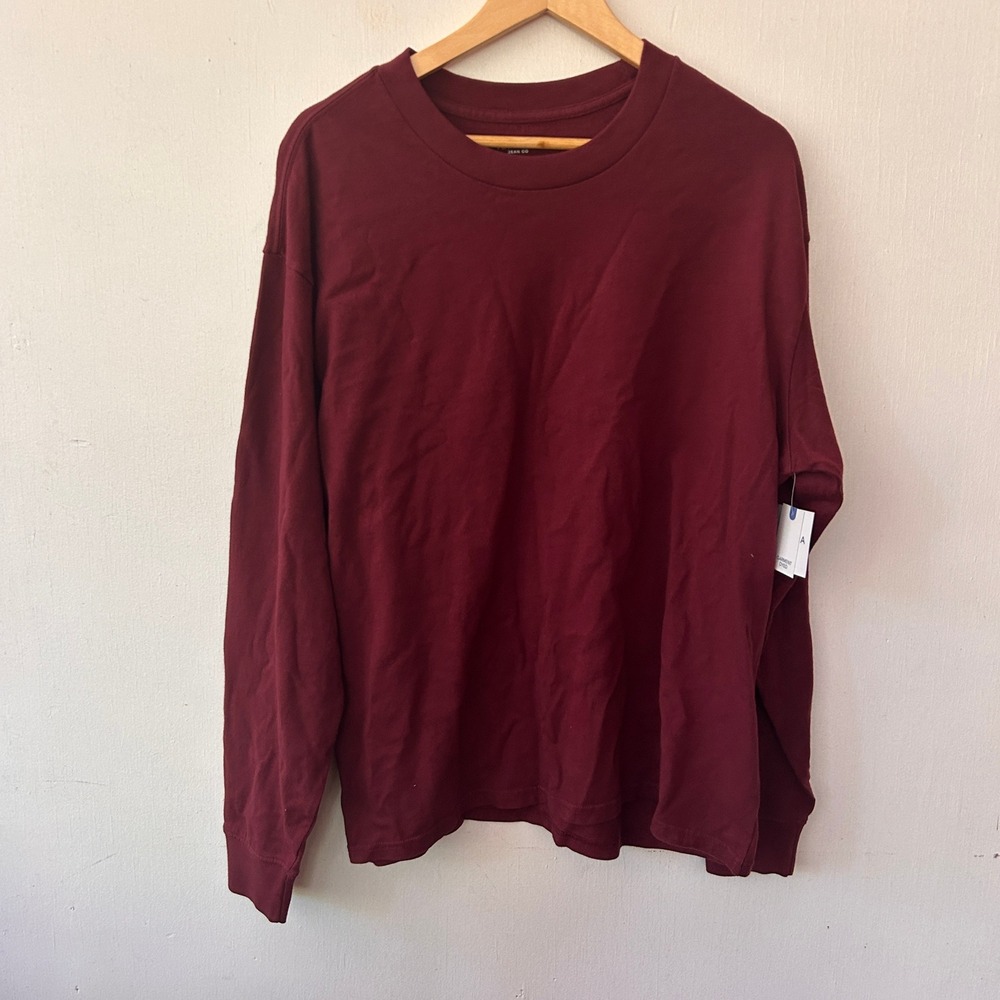 Arizona Jean Co Long Sleeve Top Mens Large Red Boxy Fit Windsor Wine Skater NEW